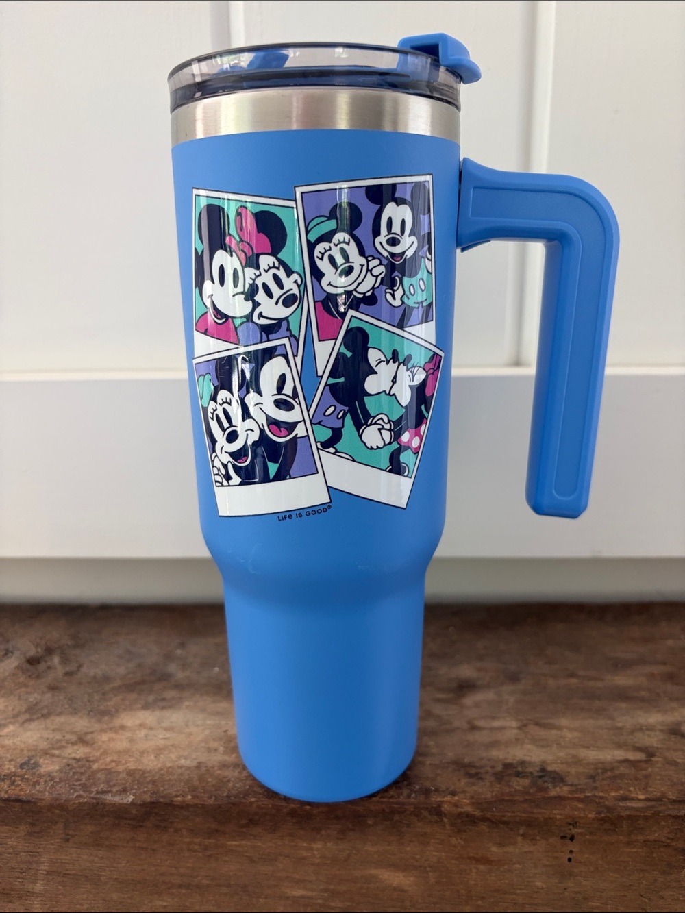 Blue Mickey & Friends Photo-Panel Travel Tumbler by Life is Good